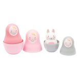 Rosa & Bo Pink Pastel Nesting Babies with Chiming Rattle - Russian Doll Educational Sensory Stacking Toy suitable for 6 months, 1,2 and 3 Year Old Boys and Girls