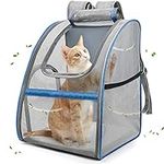 Pet Carrier Backpack, Foldable Pet Carrier Bag Portable Pet Travel Bag Soft-Sided Carriers for Cats, Dogs or Other Small Pets Up to 15 lb, Ventilation Design for Travel, Hiking & Outdoor Use - Grey