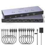UGREEN HDMI KVM Switch 4 PC 1 Monitor Support 8K@60Hz, 4 Port USB KVM Switches for 4 Computers Share Keyboard/Mouse/Hard Drives and 1 Monitor, KVM Switcher with 4 USB Cables and 4 HDMI Cables