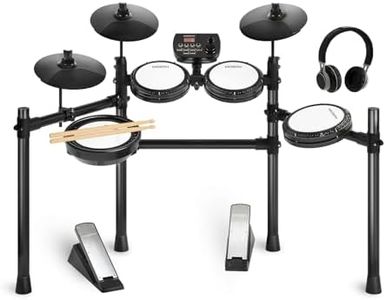 MOSEN Electric Drum Set with 4 Quiet Mesh Drum Pads, Cymbals, Sticks, Headphones, USB MIDI, Kick Pedal, 195+ Sounds and 25 Drum Kits for Beginner MED-X3