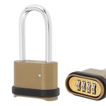 HOJLKLD 4 Digit Combination Lock, Heavy Duty Combination Padlock with 2.5 Inch Long Shackle Outdoor Waterproof Padlock for Gate, Yard, Fence, School