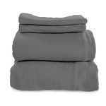 Whisper Organics, Organic Bed Sheets - 3-Pc Flannel Sheet Set - 100% Organic Cotton Flat Sheet + Fitted Sheet + Pillowcase - 170 Gram GOTS Certified Sheets, Dark Grey (Twin)