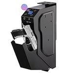 Mounted Gun Safe, Hidden Quick Access Gun Safes, Biometric Mounted Handgun Safe, Auto Open Lid Smart Pistol Safe with Biometric Fingerprint, Keypad Lock and 2 Keys