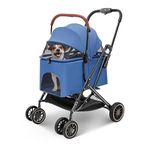 PSK PET MART Pet 3-in-1 Foldable Dog Stroller with Detachable Carrier 4 Wheels 360 Degree Front Wheel Swivel Cat with Storage Basket Multicolor