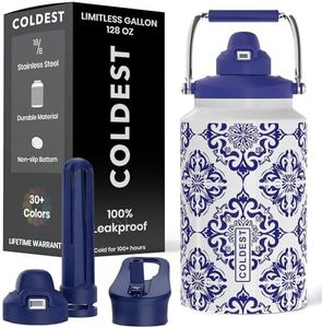 Coldest 128 oz Tumbler with Handle and Straw - 100% Spill Proof Tumbler with Straw (3 Lids) - Stainless Steel Insulated Leakproof Tumblers for Women & Men - Cup Holder Friendly - 128 oz (The European)