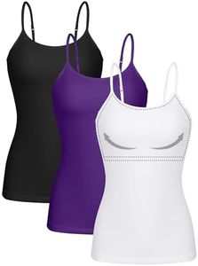 ATTRACO Padded Tank Tops for Women Tanks with Built in Bra Packs Camisoles Purple XL