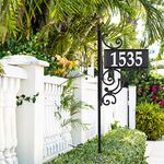 Whitehall Products 11245 Nite Bright Ironwork Reflective Address Post Sign, Black/White