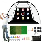 Astrevo Golf Practice Net - 10x7 Feet (300x200cm) Golf Nets for Garden Backyard Driving with Tri-Turf Mat Set & 10 Balls | Accessories Simulator for Home Training Chipping