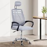 Casa Copenhagen,Mesh Office Desk Chair,Rocking Chairs Ergonomic Computer Chair Adjustable High with Headrest and Comfortable Armrest Swivel Chair - Oak Grey & Black Handle