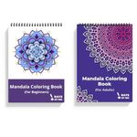 Rays Of Ink Mandala Coloring Book Combo For Young and Adults | Ideal For Stress Relieving, Relaxing & Meditation | Enhances Fine Motor Skills| 120 GSM Thick Paper | Set of 2 (Beginner and Advanced)