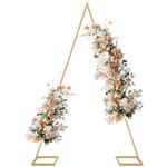 8.4 FT Wedding Arch, Gold Triangle Balloon Arch Stand, Balloon Arch Frame, Metal Balloon for Wedding and Bridal Shower Photo Background Decoration, Birthday Party, Graduation