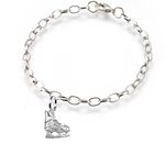 pp-sp13 Ice Hockey Boot Skate fine lead free English Pewter charm on a belcher link chain anklet bracelet