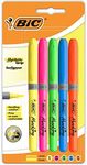 BiC Highlighter Grip, Highlighter Pens with Chisel Tip, Long-lasting, Ideal for School and Office, Assorted Colours, 5 count (Pack of 1)