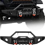 YITAMOTOR Front Bumper Compatible with 2018-2023 Jeep Wrangler JL/ 2020-2023 Jeep Gladiator, Off Road Rock Crawler Textured Black Bumper with Winch Plate & 2 × D-Rings & Fog Holes