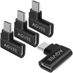 AGVEE 4 Pack 90 Degree Right Angled USB-C Male to USB-C Female Adapter (Type-C 3.2 Gen 2) Converter Video Type-C 10G Data Extension Coupler Connector, Black