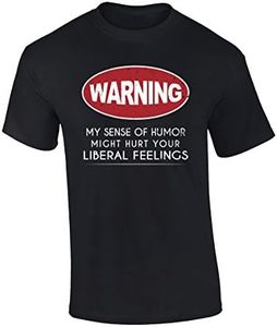 Trenz Shirt Company Funny Warning Humor May Hurt Liberal Feelings Political Short Sleeve T Black