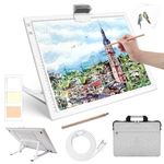 Rechargeable A3 Diamond Art Light Board with Padded Case,Light Pad with Stand,3 Colors Stepless Dimmable and 6 Levels of Brightness Light Box for tracing,Diamond Painting,Drawing,Sketching(White)