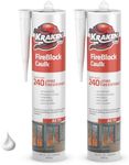 KRAKEN BOND Fire Block Caulk White - (2x10.1 fl.oz.) Paintable Acrylic Sealant, Up to 250F Non-Flammable Heat Resistant Sealant for Chimneys & Fireplaces - 4 Hours of Fire Resistance | 2 Pack