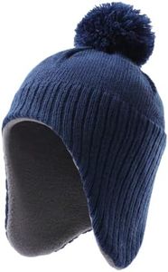 Tough Headwear Kids Winter Hat - Kids Beanies Boys & Girls, Ear Flaps Hat for Kids Navy Blue Small