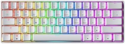 GK61 Mechanical Gaming Keyboard - 61 Keys Multi Color RGB Illuminated LED Backlit Wired Programmable for PC/Mac Gamer (Gateron Optical Red, White)