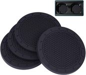 Car Coasters, Wisdompro 4 Pack PVC Car Cup Holder Insert Coaster - Anti Slip Universal Vehicle Interior Accessories Cup Mats for Women(2.75" Diameter, Black)