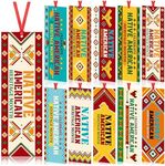 Tinlade 200 Pcs Native American Heritage Bookmarks Set Native American Heritage Month Book Marks with Ribbon, Native American Indian Bookmarks Decorations for School Teacher Students Book Lover Gifts