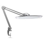 Neatfi XL 2,200 Lumens LED Task Lamp, 24W Super Bright Desk Lamp, 117 Pcs SMD LED, 51CM Wide Lamp, 4 Level Brightness, Dimmable, Eye-Caring LED Lamp (Non-CCT with Clamp, Silver)