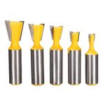 Gasea 5pcs 1/2 Inch Shank Half-blind & Through Dovetail Joint Router Bit, 1/4" 1/2" 3/8" 5/8" 3/4" Woodworking Milling Cutter Tools