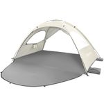 RHEAFON Beach Tent Sun Shelter for 2-4 Person, Portable Beach Shade Baby Beach Tent, Sun Shade Tent with UPF 50+ UV Protection, Easy Setup Cabana Beach Tent, Excellent Ventilation(Creamy White)