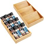 Kurtzy 2 Pack Wooden Bamboo 3 Tier Kitchen Spice rack -Insert Drawer Organiser Rack Tray - Slanted Storage For Cabinet Shelf and Drawers - Salt, Seasoning Jars, Vitamins & Supplements