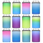 Beer Can Coolers Sleeves, 12OZ Soft Insulated Blank Neoprene Bottle Soda Cover Coolers, HTV Personalized Collapsible Blank Bulk Drink Cooler for Parties, Wedding Events Gift(Glitter,12)