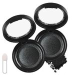 Black Eyeshadow Single, 2 Pcs Black Eye Shadow Make-Up Pressed Fine Powder Palette, High Pigment Longlasting Sweatproof Single Eye Shadow With Mirror And Brush For Women Makeup