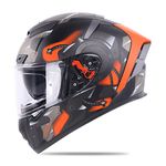 Ignyte IGN-4 GOOS ISI / DOT Certified Double Visor Full Face Helmet Outer Anti-Fog Clear Visor and Inner Smoke Sun Shield (Medium 580 MM, Glossy Black Orange)