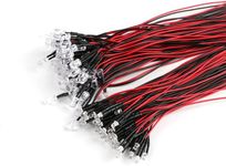 JESSINIE 3mm LED Diode 12 Volt LED Lights Bulb with 20cm Wire for Signal Indication, Toy Cars, Mini LED Lights 5-12V,100000 Hours Lifespan Warm White Flash 50PCS