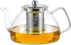 Wlasss Glass Teapot with Stainless Steel Removable Infuser (1200 ml/40 oz), Glass Tea Kettle Stovetop Safe for Blooming and Loose Leaf Tea