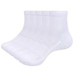 YUEDGE Mens Ankle Tennis Running Training Athletic Socks Moisture Constrol White Cotton Cushioned Quarter Socks For Men Size 9-11, 5 Pairs/Pack