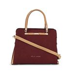 Pelle Luxur Leather Bag Satchel For Ladies/Women | Color : Cherry Red | Size : Medium | Sturdy Inner 1 Zip And 1 Slip Pocket, Main Pocket With 3 Compartments, Outside Zip Pocket With Main Zip Closer