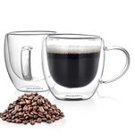 AGARO Elite Double Wall Glass Cups 250ml, Pack of 2 | Premium Borosilicate, Heat Resistant, Microwave & Dishwasher Safe, Ideal for Coffee, Tea, Latte & Cold Beverages