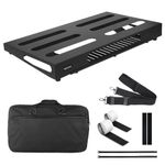 SOYAN 22" x 12.5" Guitar Pedal Board with Power Supply Tray, Carry Bag & Mounting Tapes Included (Black, SPB-22S)