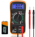 Digital Multimeter Voltmeter Battery Voltage Multi Tester AC DC Volt OHM Amp Current Meter Circuit Continuity Resistance Diode Electrical Tester with Test Leads Backlight LCD Display