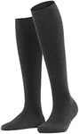 FALKE Women's Softmerino Knee-High Socks, Thick Warm Breathable, Merino Wool Cotton, Trendy Casual or Dress Stockings, Grey (Anthracite Melange 3089), 5-6, 1 Pair