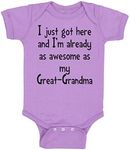 Cute Rascals Custom Baby Bodysuit Got Here Already Awesome Great-Grandma Grandmother Grandma, Lavender Design Only, 6 Months