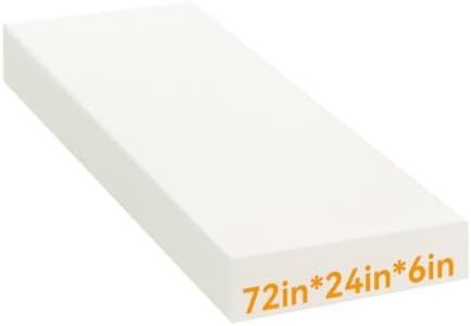ROFIELTY Foam, Upholstery Foam Ideal for DIY and Indoor Replacement Cushions Like Sofa Pads, High Density & Durable Memory Foam, 72"×24"×6"