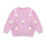 Toddler Girls Flower Knit Sweater Fall Winter Clothes Long Sleeve Baby Girls Pullover Cute Floral Sweatshirts Outfits 12-18 18-24 2T 3T 4T 5T