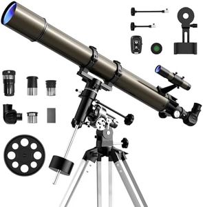 NACATIN Telescope, 90mm EQ Refractor Telescope for Adults & Professionals, High Powered Portable Telescope with Phone Adapter for Astrophotography, Easy Setup Travel Telescope to See Moon,Planet