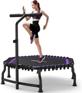 Mini Trampoline for Adults, ANCHEER 50'' Exercise Rebounder for Adult 550 lbs. Max Load Rebounder Trampoline for Kids and Adults with 3-Level Adjustable Handle Bar
