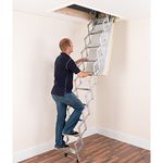 ALUFIX 10-Tread Concertina Loft Ladders - Ideal for Tiny attic Spaces | Easy DIY Fit | Aluminium | Floor to Ceiling 2.46m-2.73m (8.1ft-9.0ft)