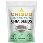 Chiquo Chia Seeds 1kg – High Fibre & Plant-Based Protein, Omega-3 Rich Superfood, Vegan, Keto & Low-Carb Friendly, Resealable Pack, Ideal for Smoothies, Baking & Meal Prep