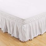 Sxspace Bed Skirt, Hotel, Elastic, Dust, Easy To Fit, Wrinkles, Light-Resistant, Equipped Valance-A (White, 137 cm x 190 cm)