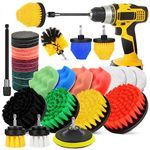 Drill Brush Attachment Set, 30Pcs Drill Scrubber Brush Kit Include Scrub Pads, Sponge, Extend Attachment, Drill Cleaning Brush Attachment Set for Bathroom, Tub, Tile (30Pcs Brush Pad Kit)